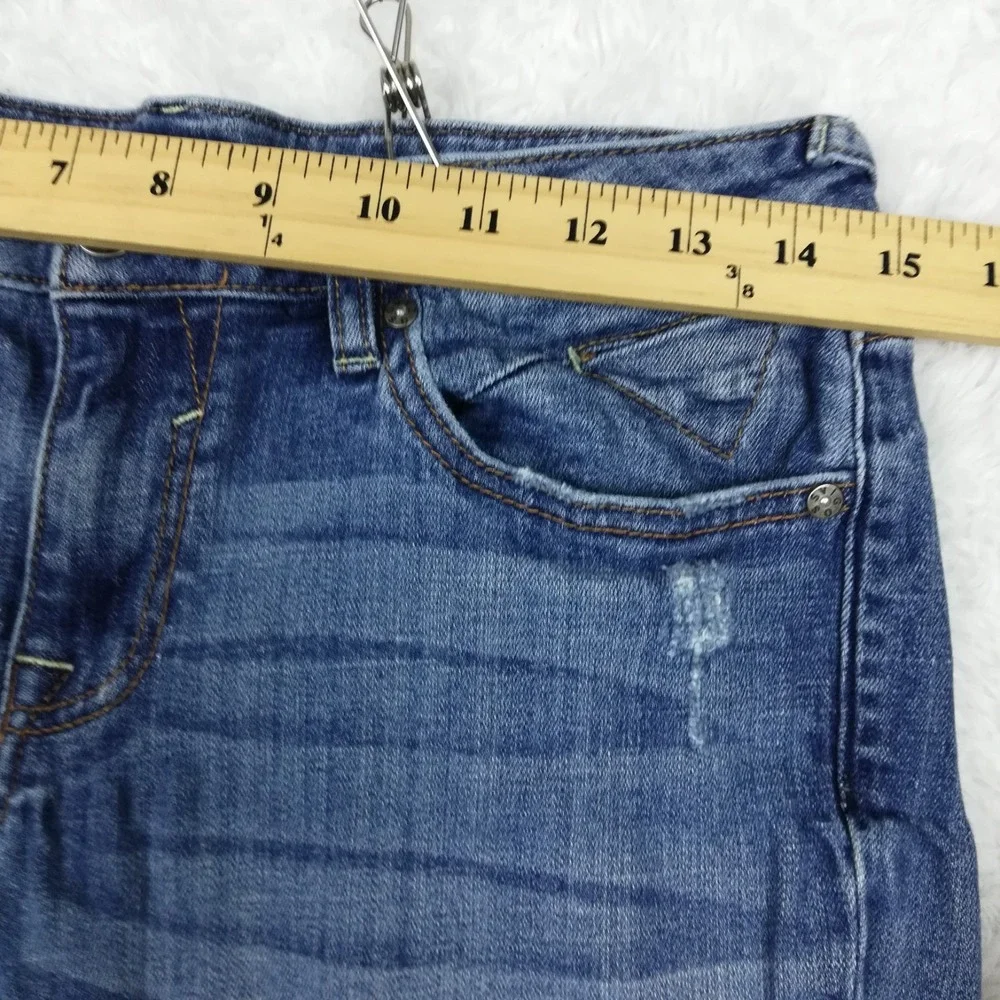 Vigoss Womens Jeans Chelsea Skinny Crop Blue Denim Raw Hem Mid Rise Distress 30